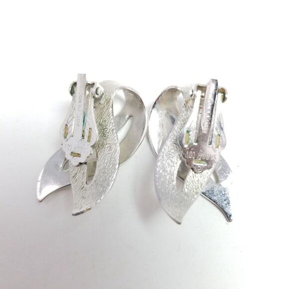 Vintage Sarah Coventry Silver Tone Modernist Clip On Earrings, Retro 80s Design - Picture 3 of 6